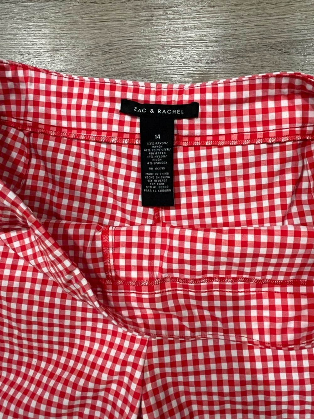 Zac & Rachel Red Gingham Scallop-Hem High Waist Shorts - Picture 4 of 6